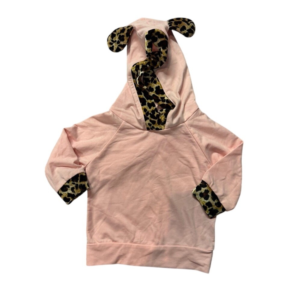 Pink Hoodie‎ with Leopard Accents